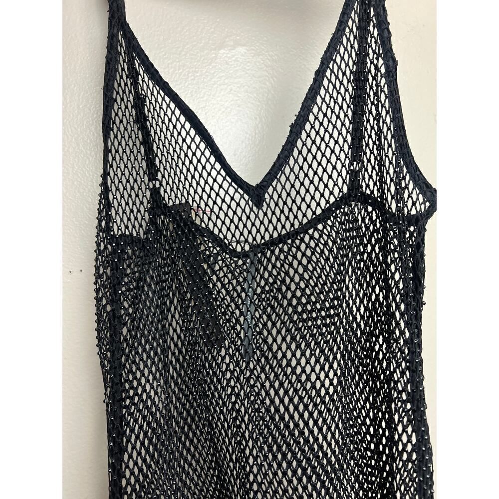 Anthropologie Black Mesh Fringe Midi Dress NWT Sz. S - Picture 7 of 8